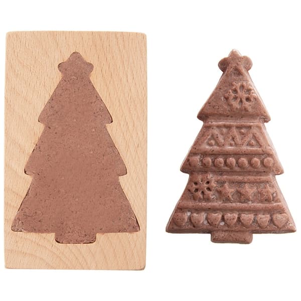 Julgransform i trä, kakform, 13x8 cm