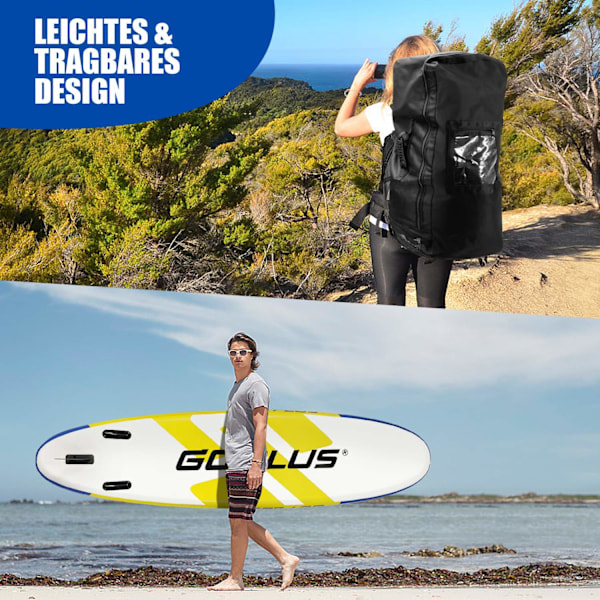 SUP-lauta puhallettava Stand Up Melalauta leveällä alueella 305 x 76 x 15 cm Sininen + keltainen + valkoinen