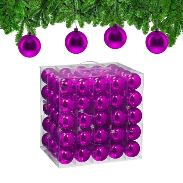 Set med 100 glänsande julgranskulor