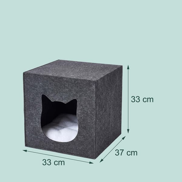 Filt kattehulekube – foldbar, inklusive pude