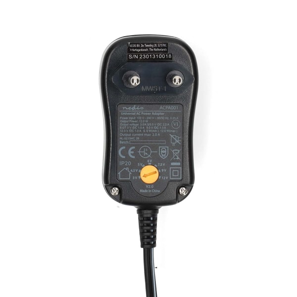 Universal AC Power Adapter | 12 W | 3 - 12 V DC | 1.80 m | 2.0 A | 6 plug(s) | Sort