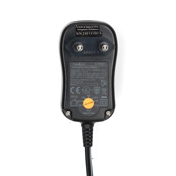 Universal AC Power Adapter | 12 W | 3 - 12 V DC | 1.80 m | 2.0 A | 6 plug(s) | Sort Sort