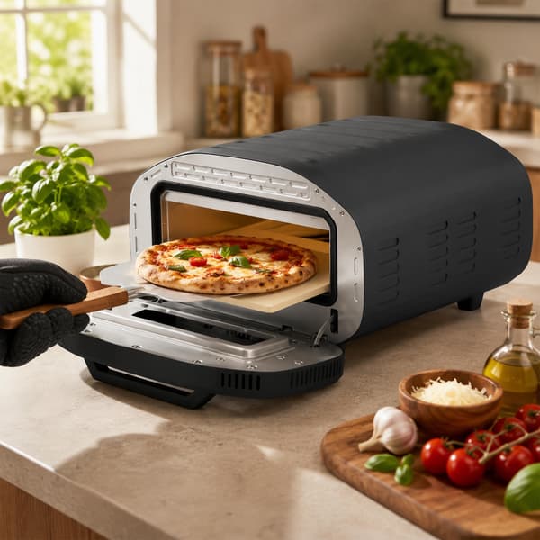 30 cm elektrisk pizzaugn, 8 program, 430°C, keramisk sten