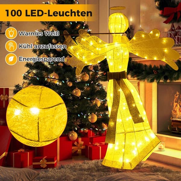 Valaistu jouluenkeli 100 LED-valolla, 150 cm