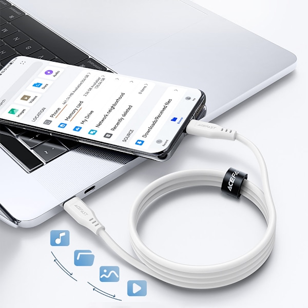Puhelinkaapeli USB-C 60W 20V 3A 1,2m valkoinen