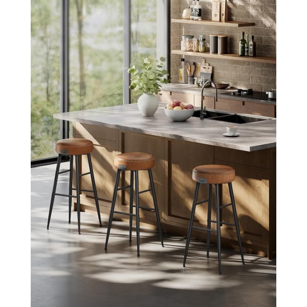 Karamelliruskeat keinonahkaiset baarijakkarat, 2 kpl, 30”H