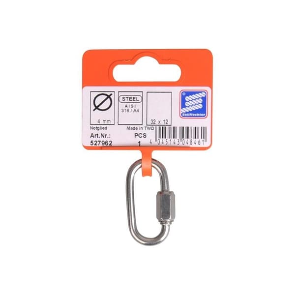 Quick link 4x32mm. A4 RVS AISI 316