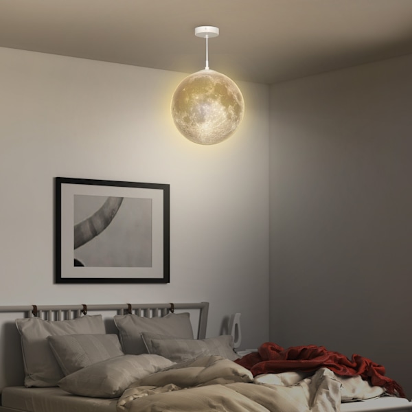 3D Moon Pendant Light -riippuva valaisin APP-ohjauksella, musiikki Kuulamppu kattolamppu CCT- ja RGB-värinvaihtajalla keittiöön, ruokasaliin, kermanva