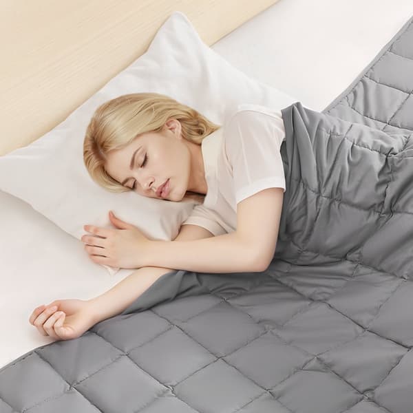 Queen size viktfilt 11,5 kg, svalkande, glaspärlor, grå
