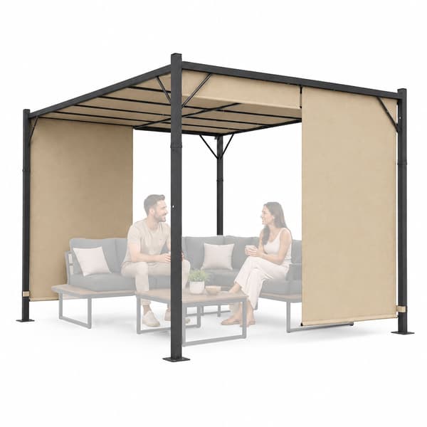 Puutarhapergola 3x4M teräsrunko beigellä katoksella