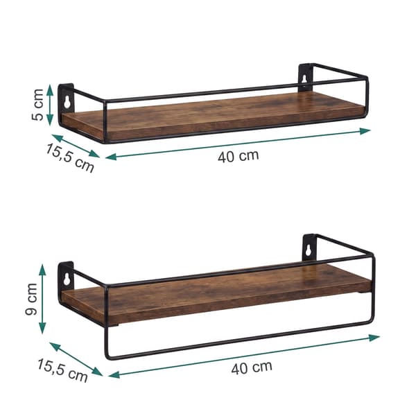 Vägghyllor i brunt MDF, set om 2, 40x15,5 cm