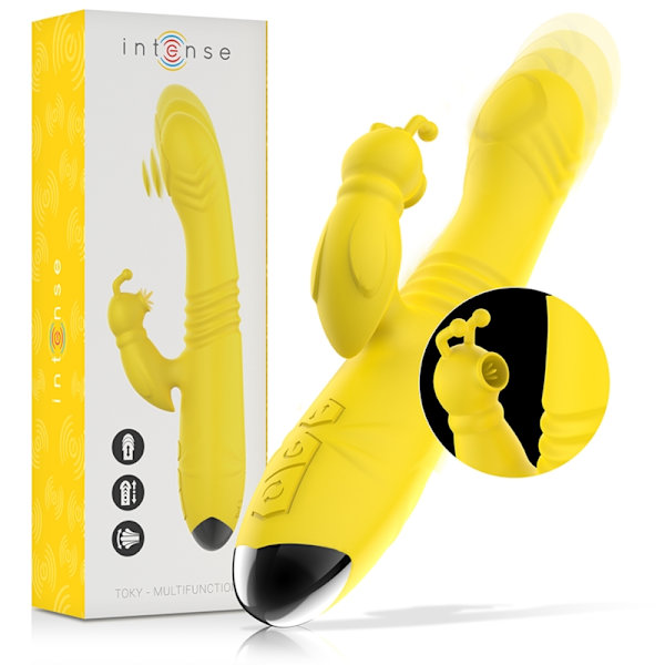 Intense - Toky multifunktionsvibrator op og ned med klitorisstimulator gul