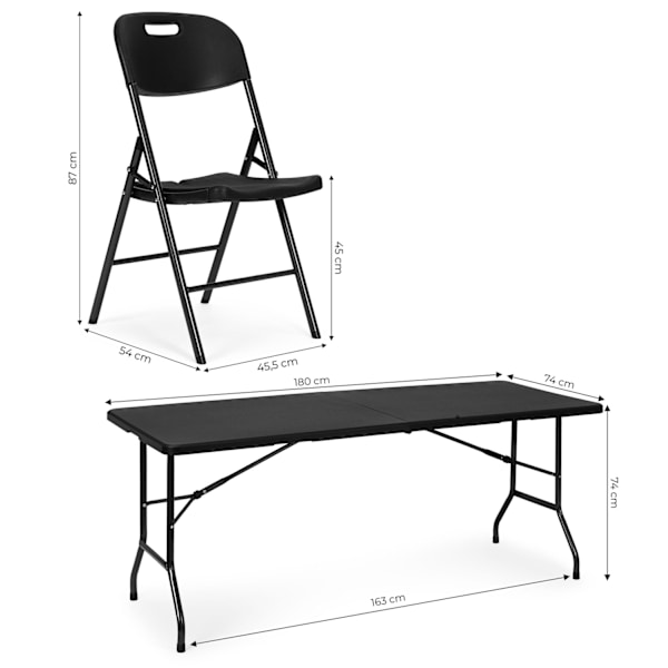 Catering Sæt – Klapbord + 4 Stole HDPE Sort MultiGarden