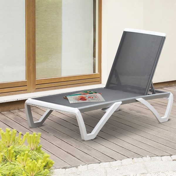 Garden Lounger Aluminium Solseng Stof Lounger Relax Lounger 5-Ve
