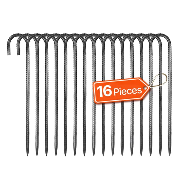 Armeringspinnar, 16-tums J-krok galvaniserade, 16-pack