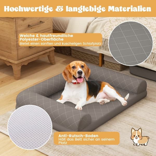 Ortopædisk hundeseng, medium, æggeburskum, grå