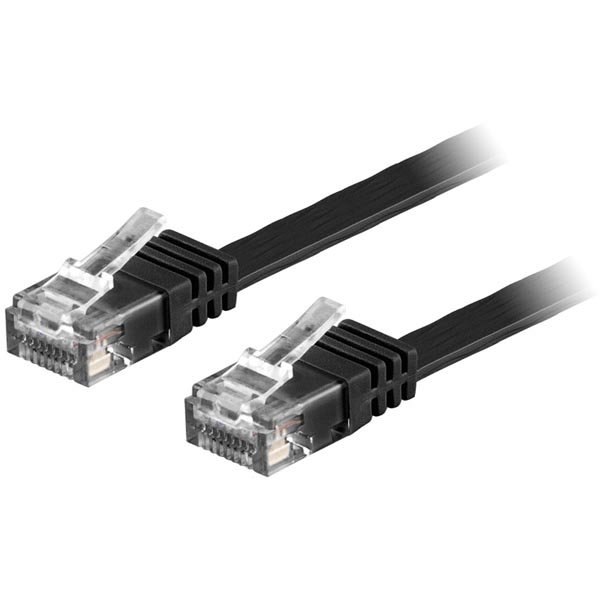 DELTACO Flat 3m, Netværkskabel, sort