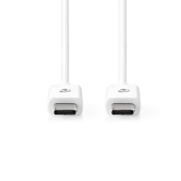 USB-C till USB-C-kabel, 2m, 60W, 480 Mbps, Vit