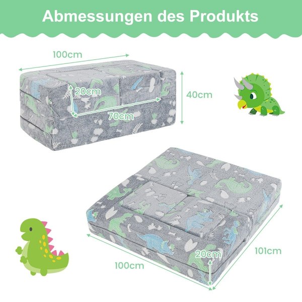 Modulopbygget børnesofa glød i mørket legesofa modulopbygget sofa dinosaur