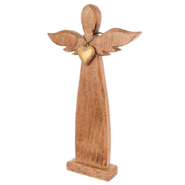 Ängelfigur i trä, mangoträ, 42 cm