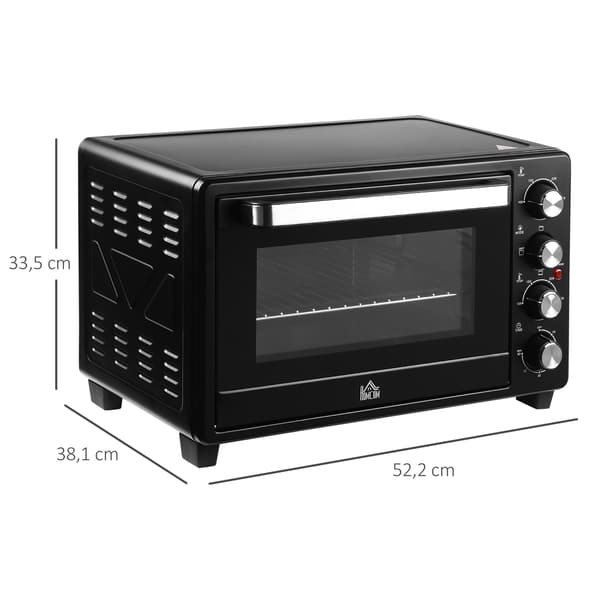 Miniugnsbrödrost, 32 liters kapacitet, timer, svart