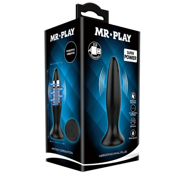 Mr Play - genopladeligt sort vibrator analstik