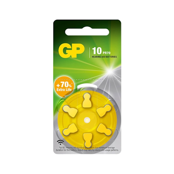 GP hörapparatbatteri ZA10/PR70 6-pack