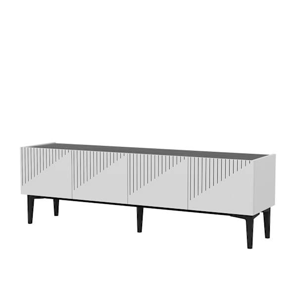 TV-bänk Draw - Vit, svart marmor