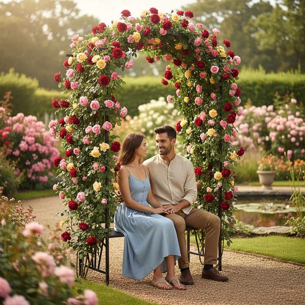 Rose Trellis Bench – Sort metalbue til klatrere