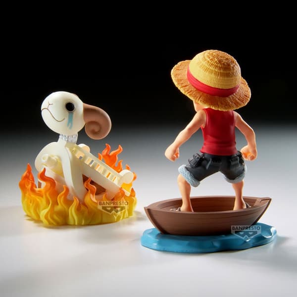 One Piece Luffy & Going Merry figur, 8 cm samleobjekt