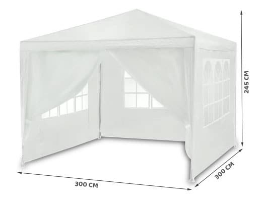 Vit trädgårdspaviljong 3x3m - Modell 4936