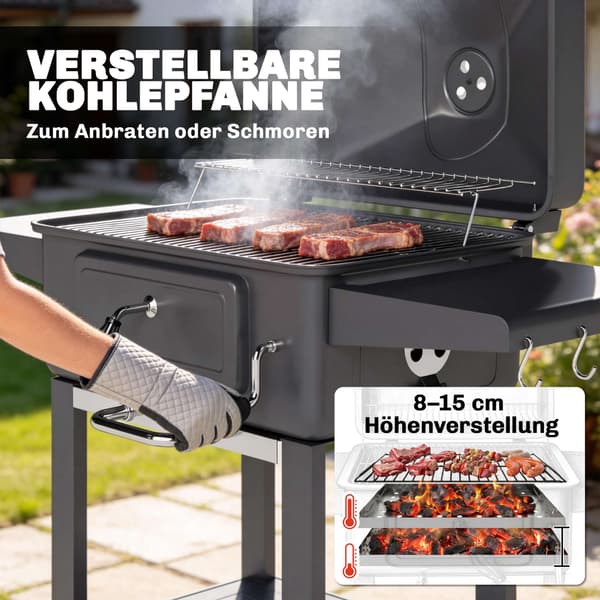 Kulgrill-ryger med lågtermometer, justerbar rist