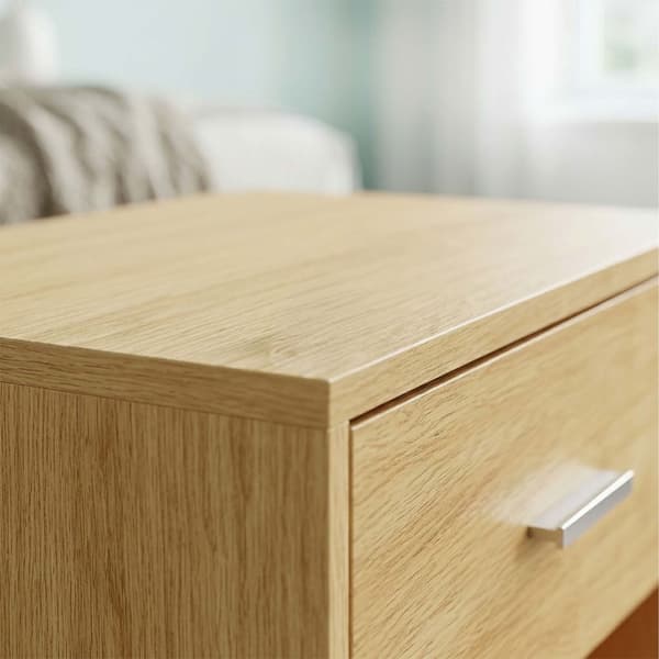 Nattduksbord i träliknande material med låda, 2-pack MDF
