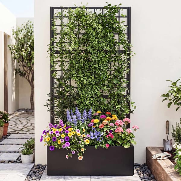 Højbed i metal med espalier – sort
