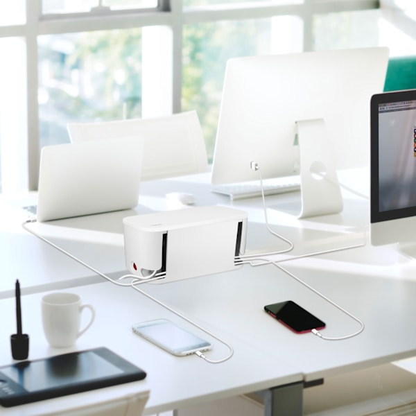 Kaapelirasia - Kaapelin piilotin haaroittimella + USB-A/USB-C lataus Valkoinen