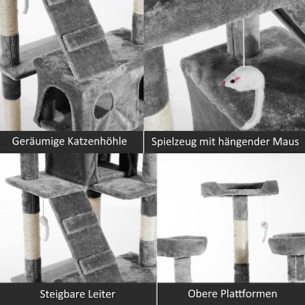 Kradsestolpe Xxl Cat Cave Ladder Klatretræ Multi-Level Grå 50X50X170Cm