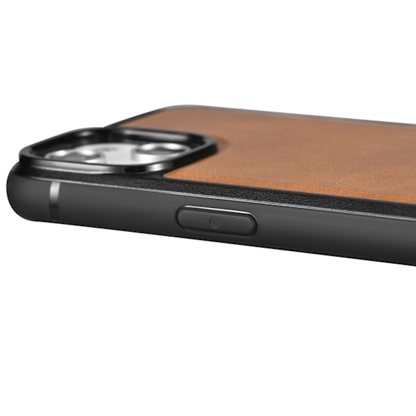 Fodral täckt med naturligt läder för iPhone 14 Leather Oil Wax ljusbrunt