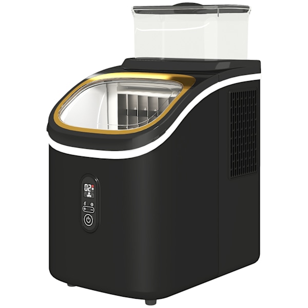 Ice Cube Machine 15 kg/24h Ice Cube Maker med 1,5 L vattentank, spade, isbehållare Ice Cube Maker Maskin med LED Display Svart 22 x 30 x 33 cm |