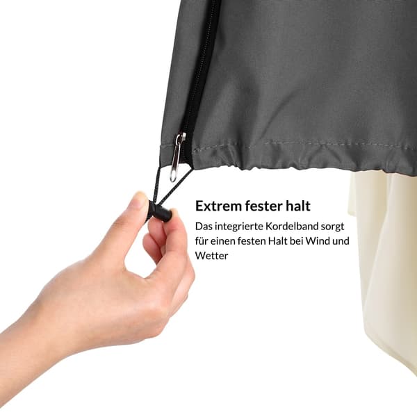 Overtræk til fritstående parasol, 3 m, lynlåslukning, slidstærk polyester