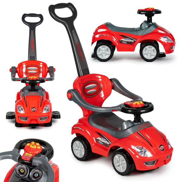 Ride On Toy Push Car Walker med handtag 3in1-röd