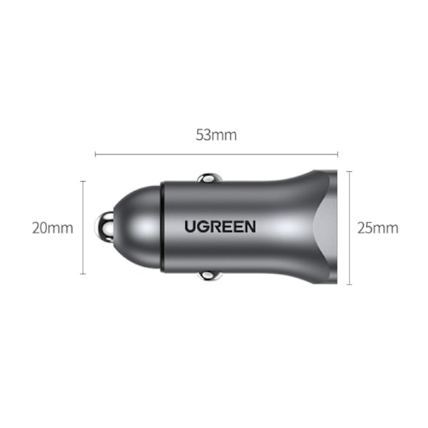 USB-C USB 24W Power Delivery Quick Charge billaddare, grå