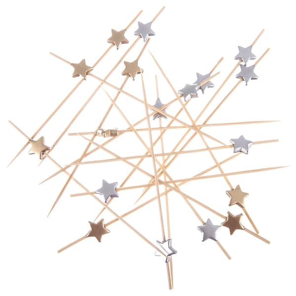 Bambucocktailpinnar, stjärnformade, 12 cm, 20-pack