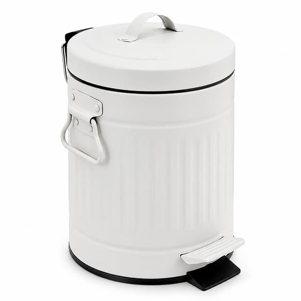 Vit Retro 3L Pedalhink med mjukstängande lock