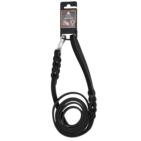 Plettet! Pro Leather Show Leash Sort Clipkrog 1x180cm