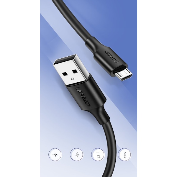 USB - micro USB kaapeli 2A 1m musta