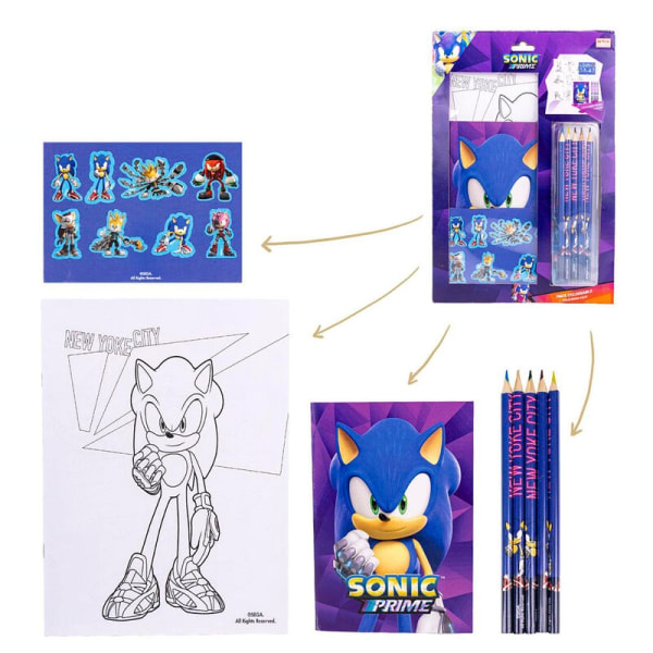 Sonic Prime färgläggningsset för brevpapper