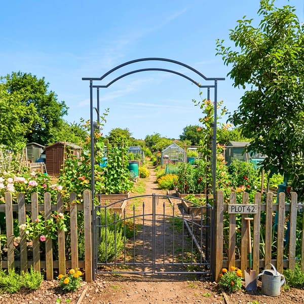 Rosenlysthus med dobbelt låge – Sort metal espalier til haven