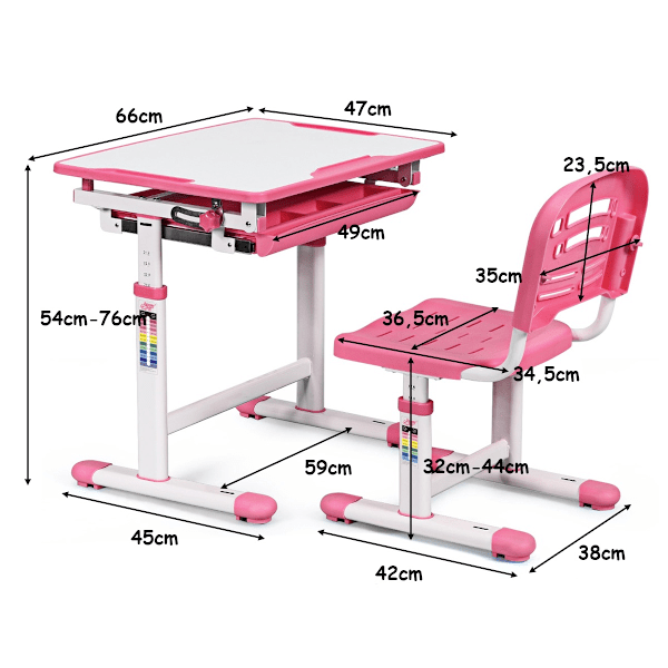 Vipbart børnebord, ungdomsbord, pink