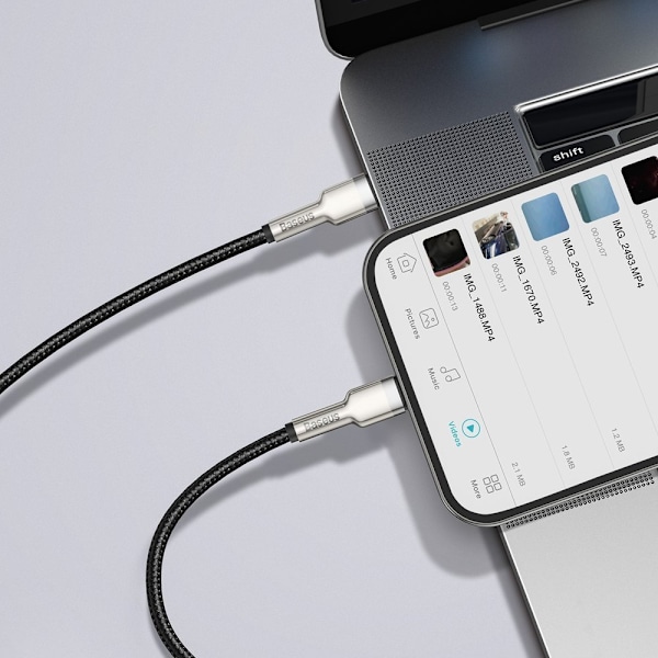 iPhone USB-C - Lightning Cafule Metal Data Strömförsörjningskabel 20W 1m - svart