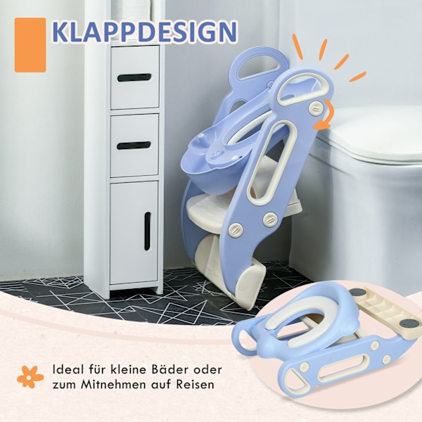 Wc-Istuin Lapsille, Portaat Ja Kahva, Kokoontaitettava Wc-Istuin, Pottaharjoitus, 2-6 Vuotta